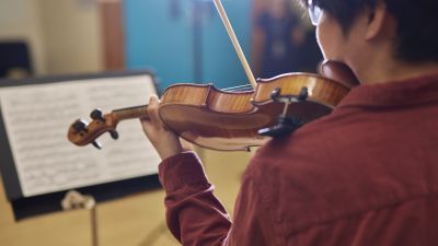 Student playing violin